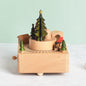 Wooden building model music box birthday gift