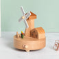 Wooden building model music box birthday gift