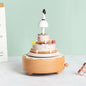 Wooden building model music box birthday gift