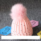 Children's Woolen Knit Hat With Big Hair Ball