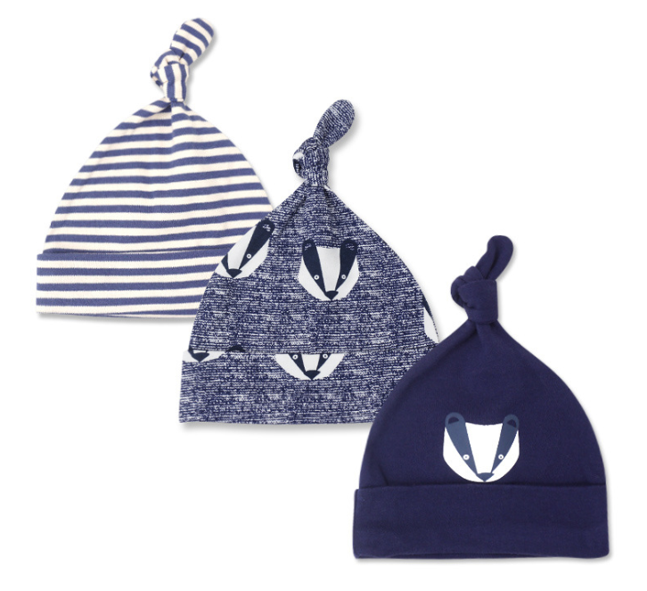 Baby hat 0-6 months newborn cotton baby cap men and women baby spring and summer 3 pieces