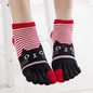 Ladies Autumn And Winter Horizontal Stripes Cat Cotton Five-finger Socks
