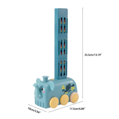 Domino Train Toy Stacking Block Set Domino Building Block Brain Developmental Electric Car Cartoon Block For Kids